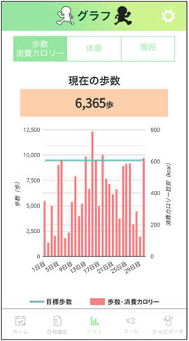 歩数 消費カロリーのグラフの見方 生活習慣改善応援アプリ するかしないか